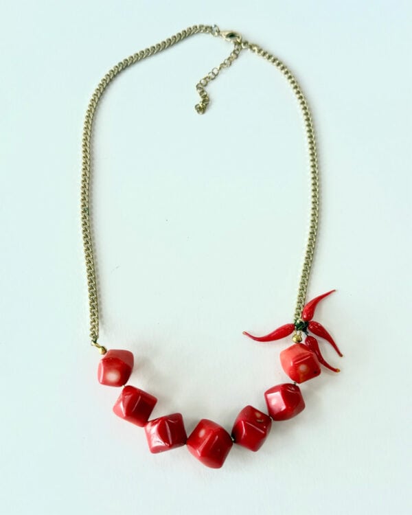 Italian Floral Coral Necklace