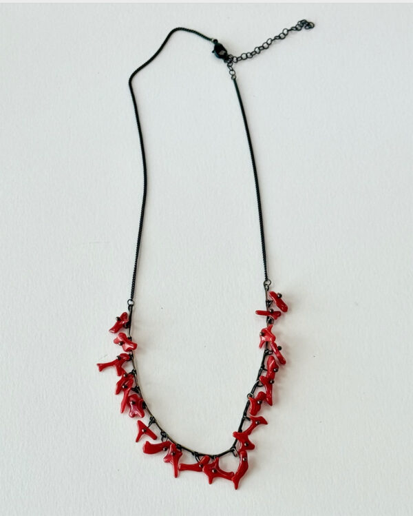 Tiny Coral Brass Necklace